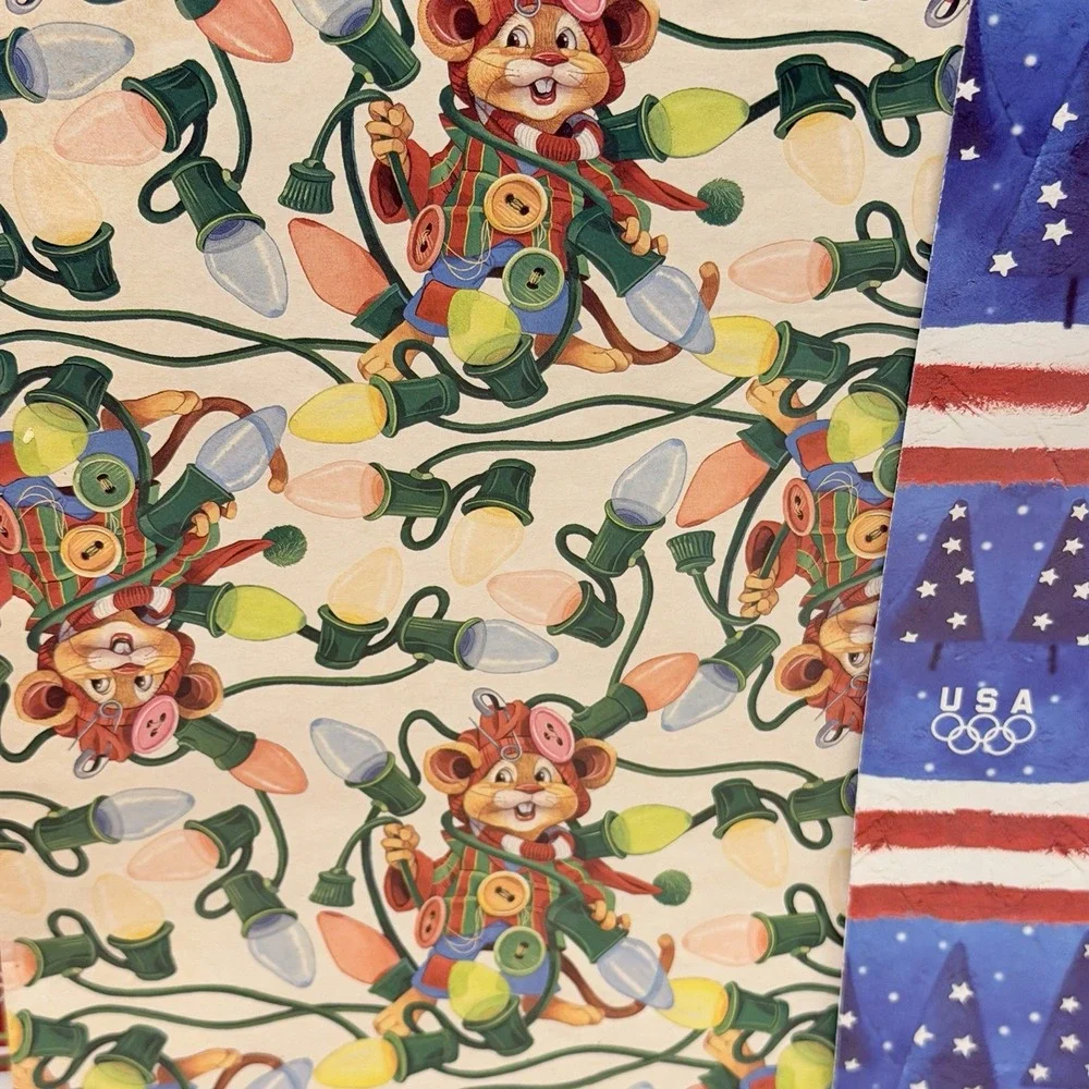 VTG Lot Wrapping Paper Mixed Patterns Sheets Kitsch Holiday Christmas MCM Retro